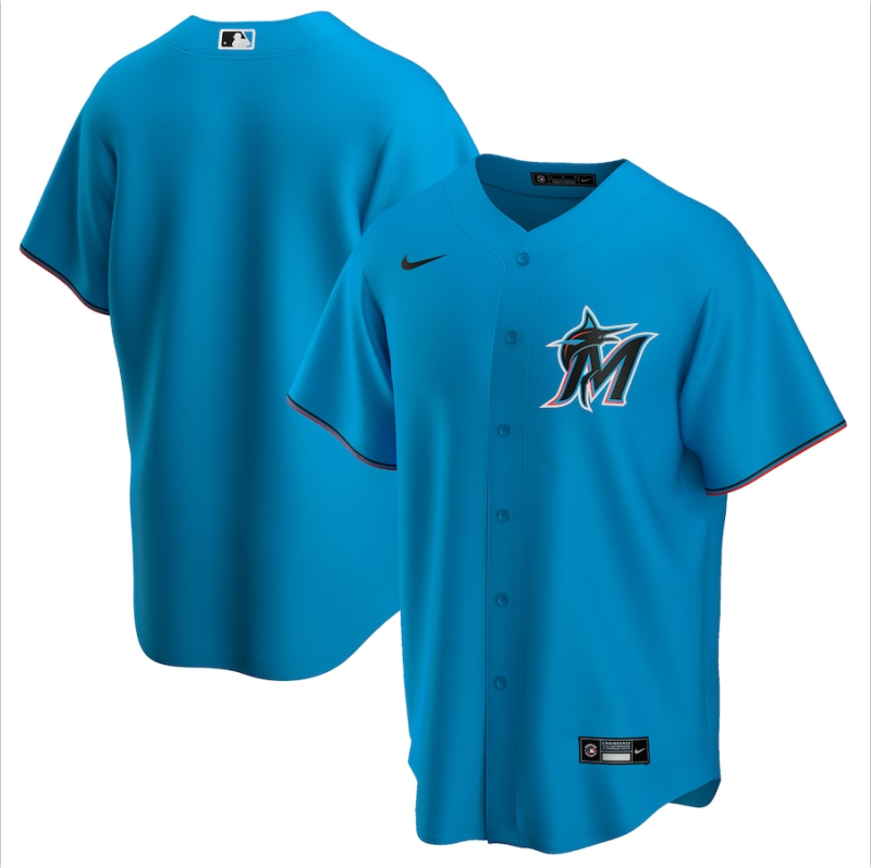 Men's Miami Marlins Blue Base Stitched Jersey Men's Miami Marlins Blue Base Stitched Jersey